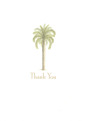Outside of card with palm tree
