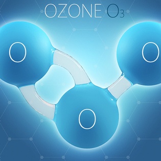 Diagram of ozone molecule made of three oxygen atoms